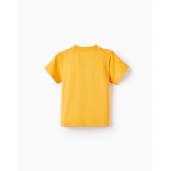 SHORT SLEEVE T-SHIRT IN COTTON PIQUÉ FOR BABY BOYS, YELLOW