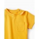 SHORT SLEEVE T-SHIRT IN COTTON PIQUÉ FOR BABY BOYS, YELLOW