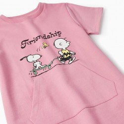 GIRL'S COTTON DRESS 'SNOOPY - PEANUTS', PINK