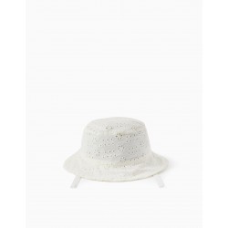 ENGLISH EMBROIDERED HAT FOR BABY GIRL, WHITE
