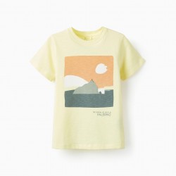 COTTON T-SHIRT FOR BOYS 'PALERMO, SICILY', YELLOW