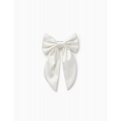 CROSS WITH SATIN BOW FOR BABY AND GIRL, WHITE