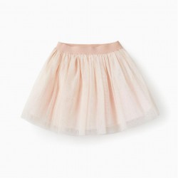 TULLE SKIRT WITH BEADS FOR GIRLS, LIGHT PINK