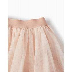 TULLE SKIRT WITH BEADS FOR GIRLS, LIGHT PINK