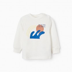 LONG SLEEVE T-SHIRT FOR BABY BOY 'ISLAND OF SPRING', WHITE
