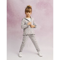 COTTON PANTS WITH FLORAL PATTERN FOR GIRL, GREY