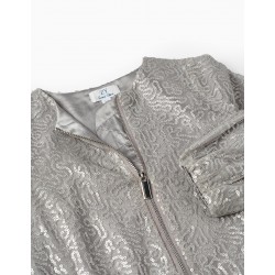BOMBER JACKET WITH SEQUINS FOR GIRLS, GREY