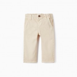 COTTON CHINO PANTS FOR BABY BOYS, BEIGE