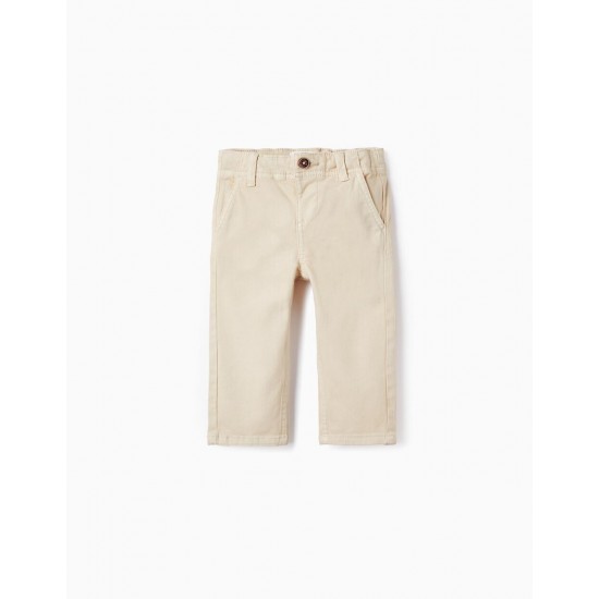 COTTON CHINO PANTS FOR BABY BOYS, BEIGE