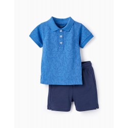 POLO-T-SHIRT + COTTON PANTS FOR BABY BOY, BLUE