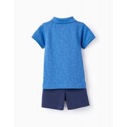 POLO-T-SHIRT + COTTON PANTS FOR BABY BOY, BLUE