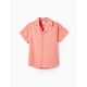 SHORT SLEEVE SHIRT WITH LINEN FOR BABY BOY, CORAL