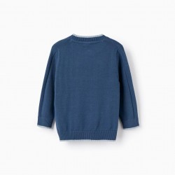 RIBBED KNIT SWEATER FOR BABY BOYS 'B&S', BLUE