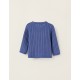 COTTON KNITTED SWEATER FOR NEWBORN, BLUE/WHITE