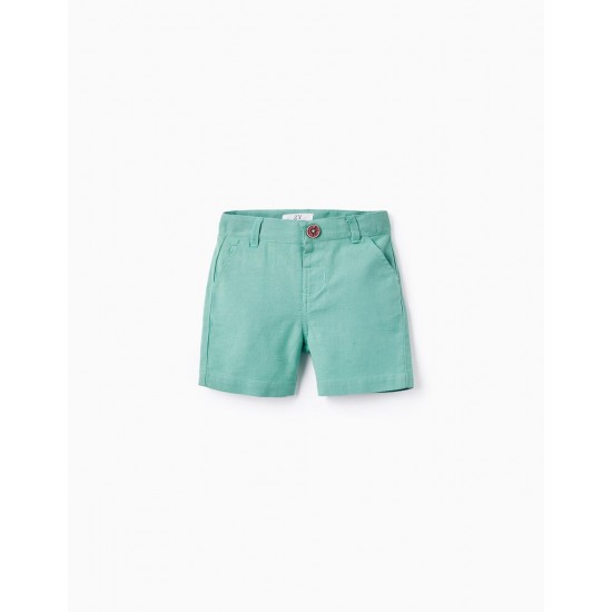 SHORTS WITH LINEN FOR BABY BOY 'B&S', GREEN