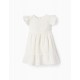 COTTON DRESS WITH EMBROIDERY FOR BABY GIRL, WHITE