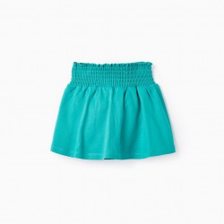 COTTON SKIRT WITH INNER PANTY FOR BABY GIRL, TURQUOISE