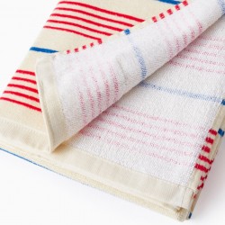 STRIPED BEACH TOWEL FOR CHILDREN 'THE PERFECT TOWEL, BEIGE'