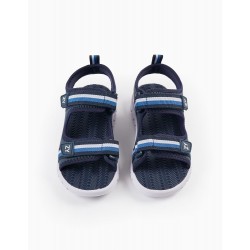 STRAPPY SANDALS FOR BOYS, BLUE/WHITE