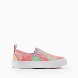 CANVAS SHOES FOR GIRLS 'SLIP-ON - FLORAL', MULTICOLOR