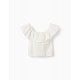 COTTON TOP WITH EMBROIDERY FOR GIRLS, WHITE