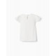 COTTON T-SHIRT WITH ENGLISH EMBROIDERY FOR GIRL, WHITE