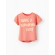 COTTON T-SHIRT FOR GIRLS 'HAVE A BLOOMING DAY!', CORAL