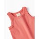 RIBBED T-SHIRT FOR GIRLS, CORAL
