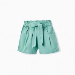 SHORTS WITH LINEN FOR GIRL, GREEN