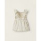FLORAL COTTON DRESS FOR NEWBORN, WHITE/PINK/YELLOW