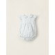 COTTON ROMPER WITH RUFFLES FOR NEWBORN 'FLORAL', WHITE/GREEN