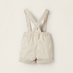 SHORTS WITH DETACHABLE STRAPS FOR NEWBORN, BEIGE