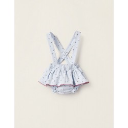 DIAPER COVER WITH SKIRT AND SUSPENDERS FOR NEWBORN, BLUE