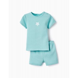 COTTON T-SHIRT + SHORTS FOR BABY, GREEN