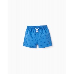 SWIMMING SHORTS WITH EMBROIDERY FOR BABY BOY, BLUE