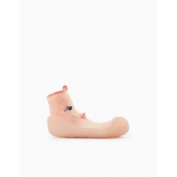 STEPPIES BABY SOCK SLIPPERS 'CHICK', CORAL