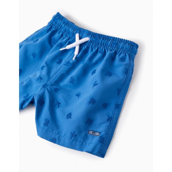 SWIMMING SHORTS WITH EMBROIDERY FOR BABY BOY, BLUE