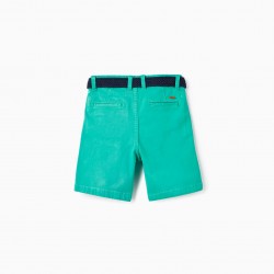 TWILL CHINO SHORTS WITH BELT FOR BOYS 'SHORTS', GREEN