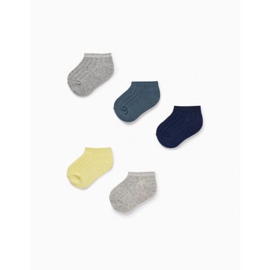 PACK 5 PAIRS OF SHORT AND RIBBED SOCKS FOR BABY BOYS, MULTICOLOR