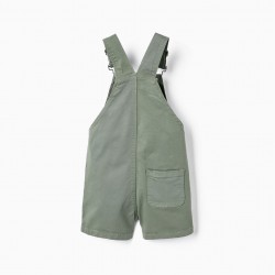 COTTON TWILL OVERALLS FOR BABY BOYS, GREEN
