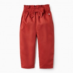 BABY GIRL LYOCELL TROUSERS, DARK RED