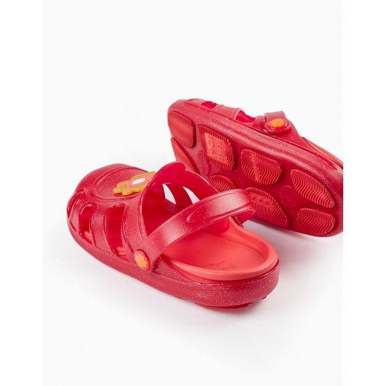 CLOGS SANDALS FOR GIRLS 'FLOR - DELICIOUS', RED
