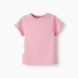 RIBBED T-SHIRT FOR GIRL, PINK