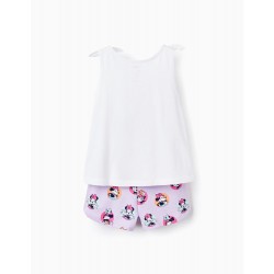 TOP + COTTON SHORTS FOR GIRLS 'MINNIE', WHITE/LILAC