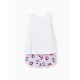 TOP + COTTON SHORTS FOR GIRLS 'MINNIE', WHITE/LILAC