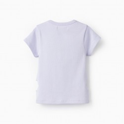RIBBED T-SHIRT FOR GIRLS, LILAC