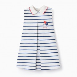 STRIPED COTTON PIQUÉ DRESS FOR BABY GIRL 'MINNIE', WHITE/BLUE