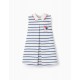 STRIPED COTTON PIQUÉ DRESS FOR BABY GIRL 'MINNIE', WHITE/BLUE