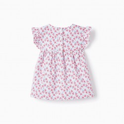 FLORAL COTTON BLOUSE FOR BABY GIRL, WHITE