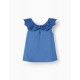 COTTON TOP WITH ENGLISH EMBROIDERY FOR GIRL 'YOU&ME', BLUE